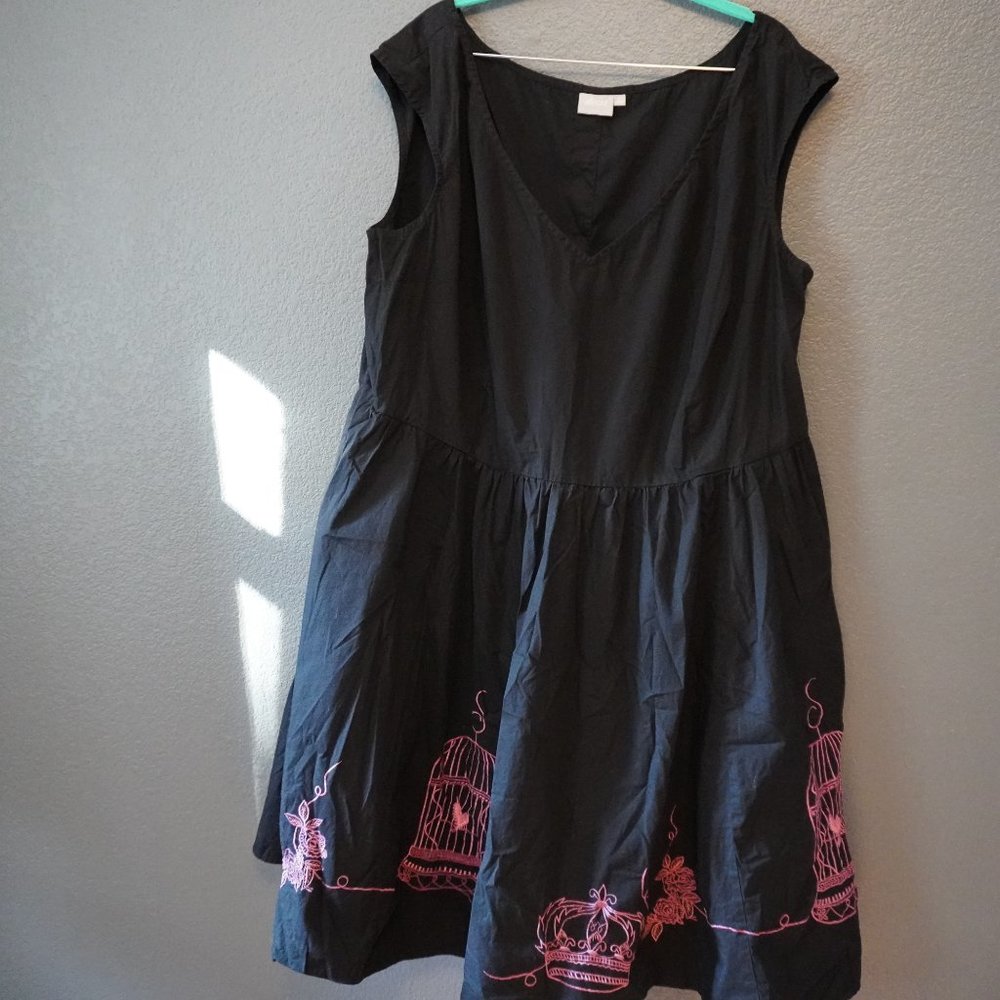 eShakati Black Tank Dress With Embroidery Size 3X